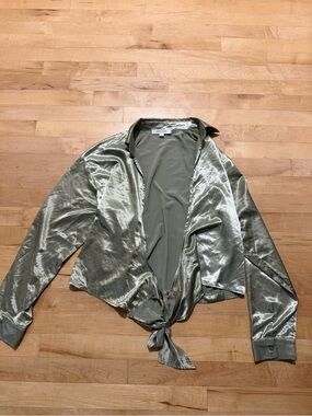 12th Tribe Satin Tie-Front Blazer